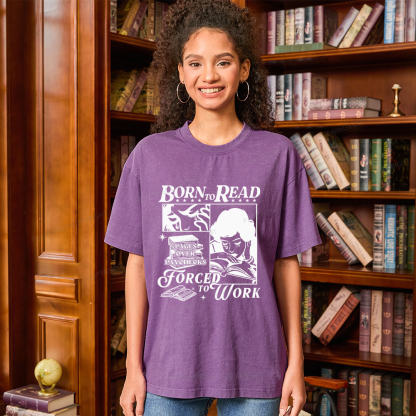Pagewings Born To Read Forced To Work Unisex Washed T-shirt
