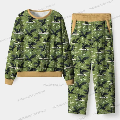 Pagewings Book Dragon Unisex Flannel Pajama Set