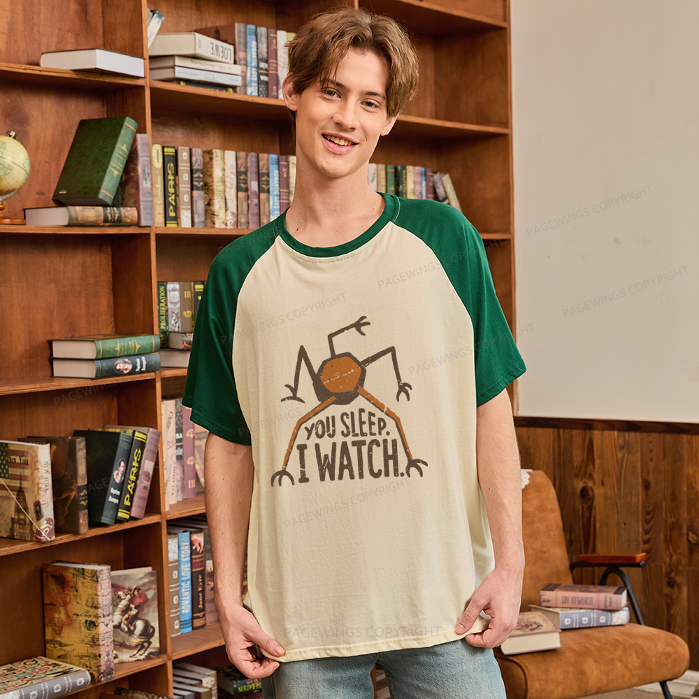 Pagewings You Sleep I Watch Raglan T-shirt
