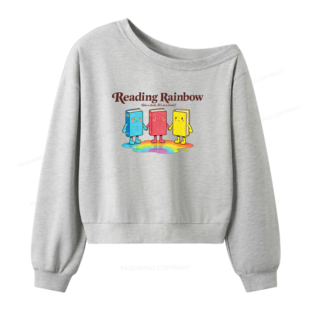 Pagewings Take A Look It's In A Book Women Off Shoulder Sweatshirt