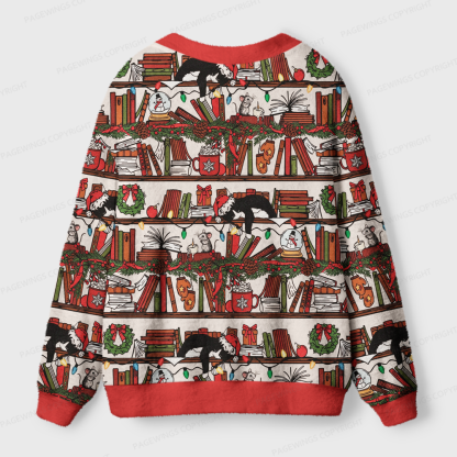 Pagewings Christmas Bookish Light Knit Unisex Cardigan Sweaters