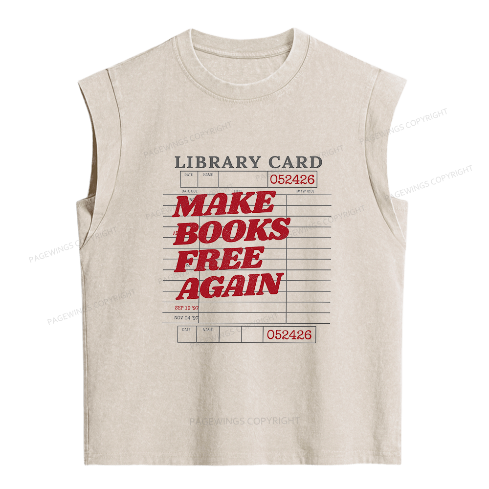 Pagewings Make Books Free Again Women's Washed Tank Top