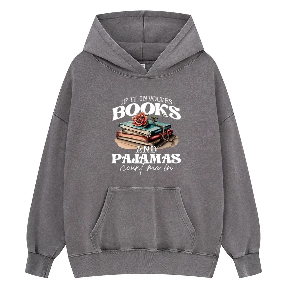 Pagewings Books And Pajamas Unisex Washed Hoodie
