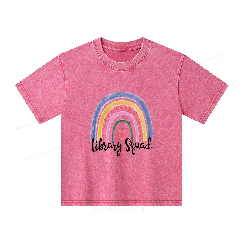 Pagewings Librarian Tee Library Team Tee Library Squad Shirt Unisex Kids Washed T-shirt