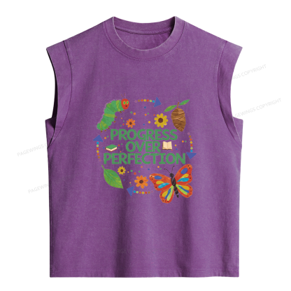 Pagewing Progress Over Perfection Women's Washed Tank Top
