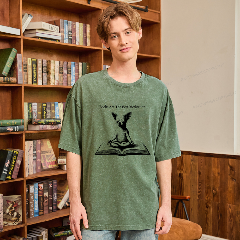 Pagewings Books Are The Best Meditation Unisex Washed T-shirt