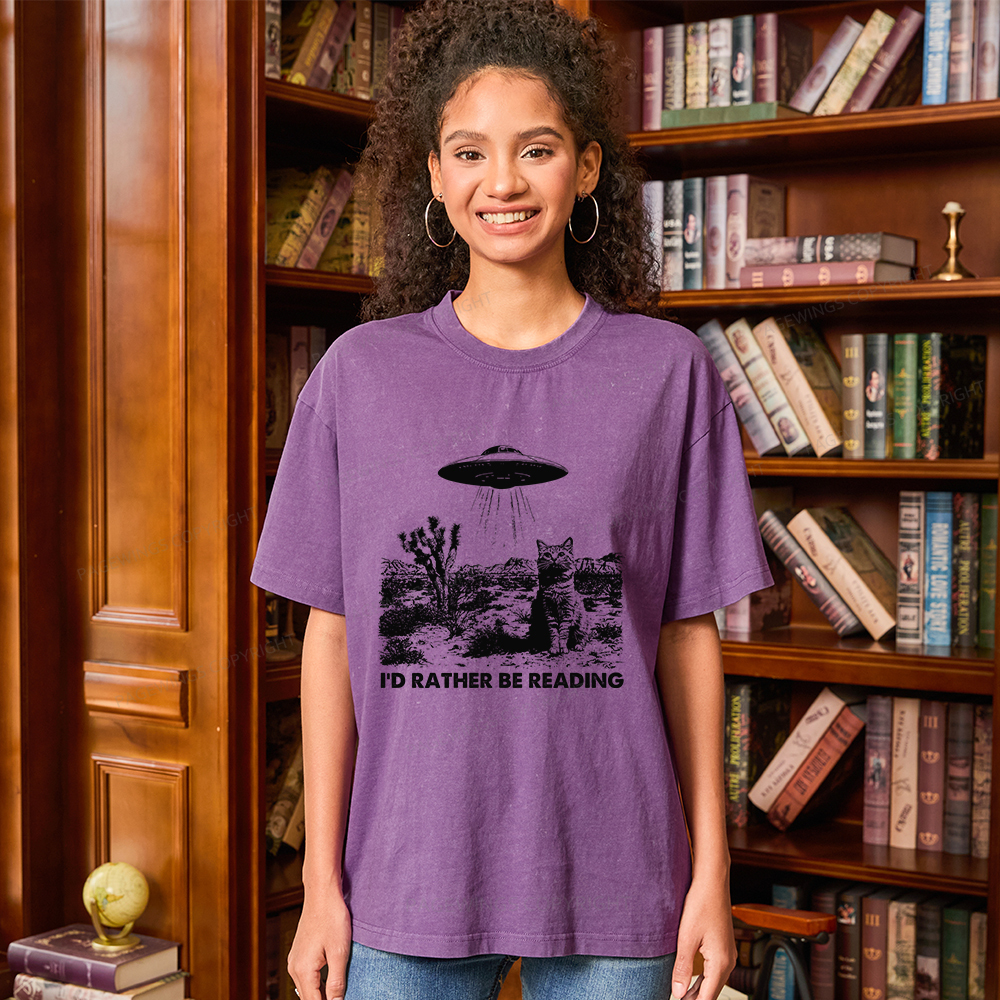 Pagewings I'd Rather Be Reading Unisex Washed T-shirt
