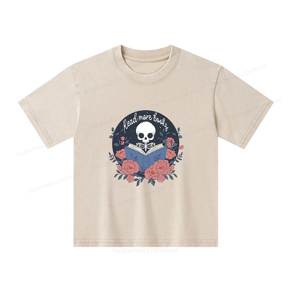 Pagewings Read  More  Books Unisex Kids Washed T-shirt