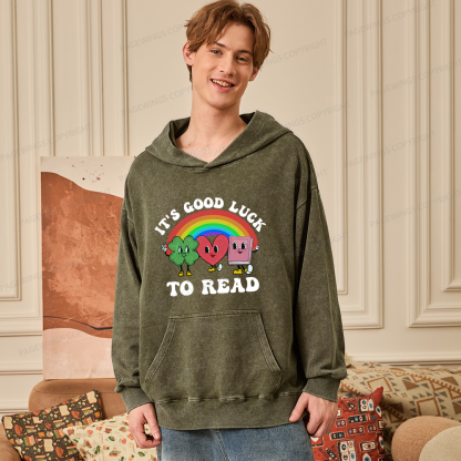 Pagewings St. Patrick's Day Librarian Unisex Washed Hoodie