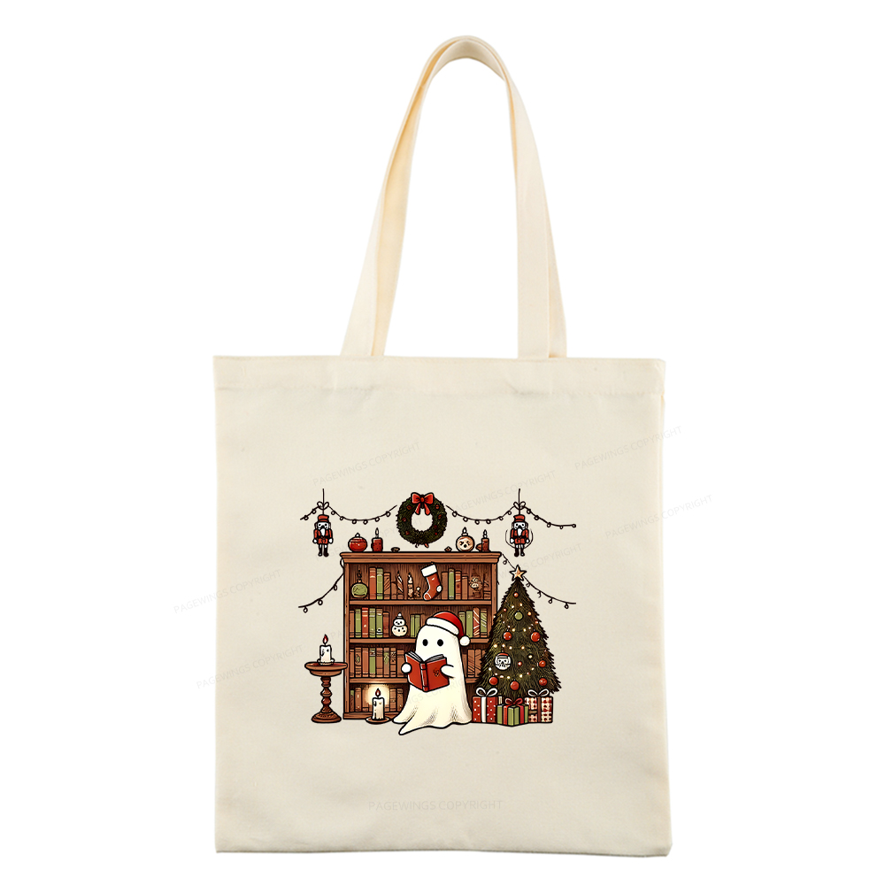 Pagewings Christmas Ghost Book Tote Bag