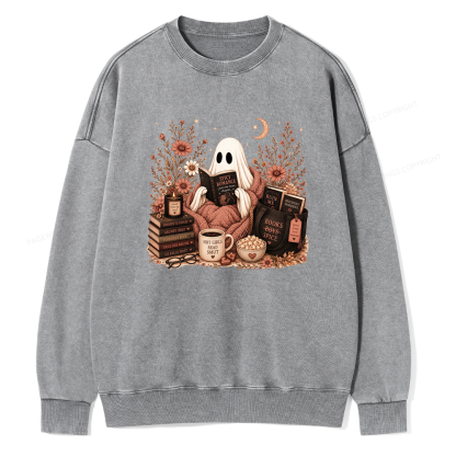 Pagewings Smut Reading Ghost Unisex Washed Sweatshirt