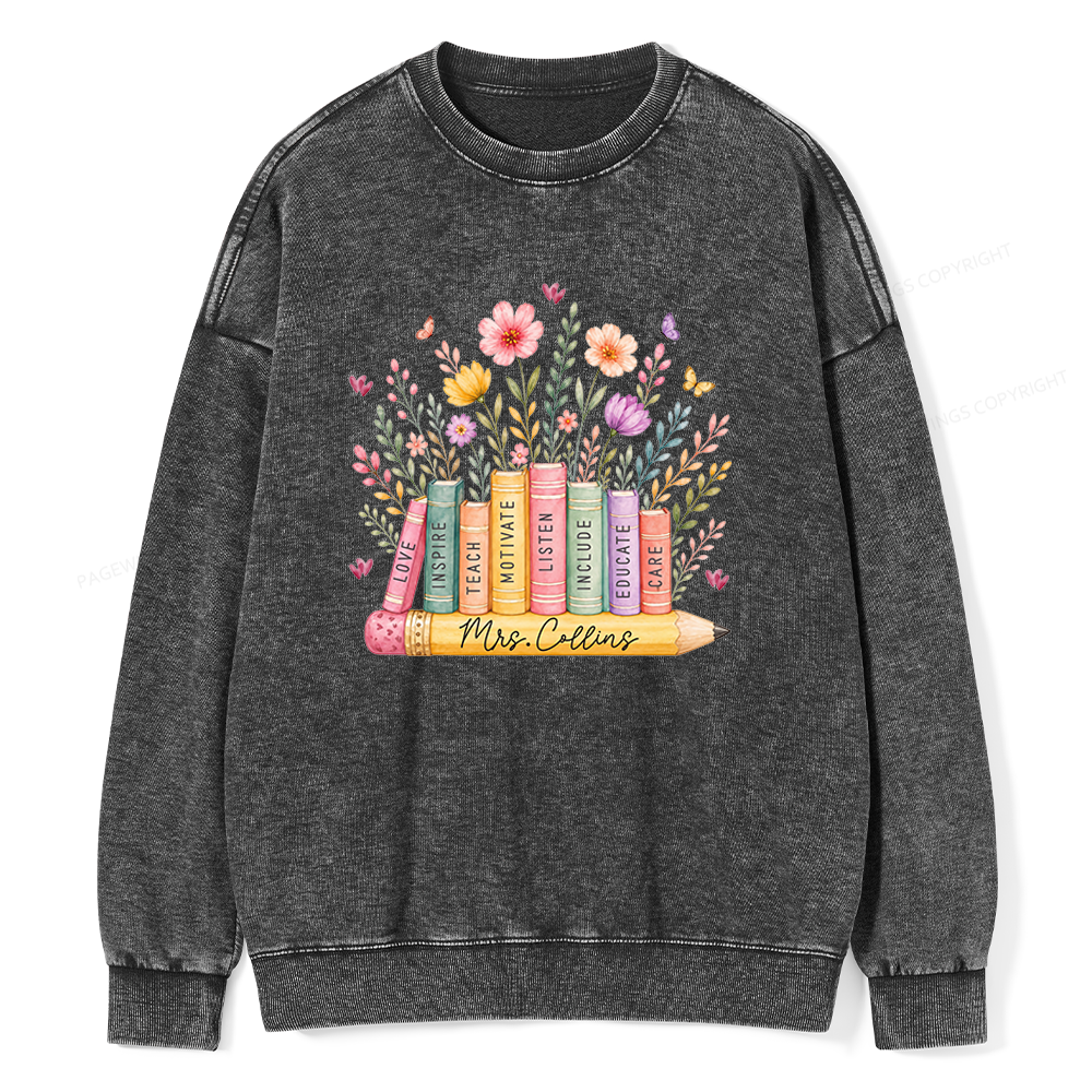 Pagewings Personalized Wildflower Books Unisex Washed Sweatshirt
