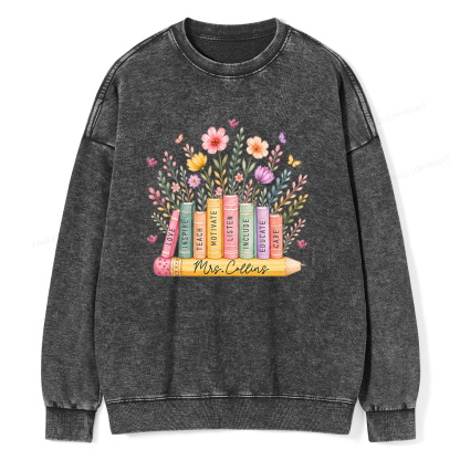 Pagewings Personalized Wildflower Books Unisex Washed Sweatshirt