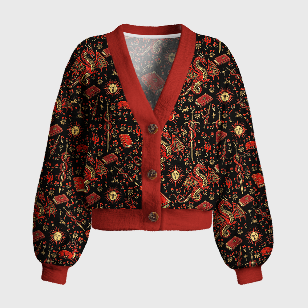 Pagewings Book Dragon Women's Cardigan Sweater