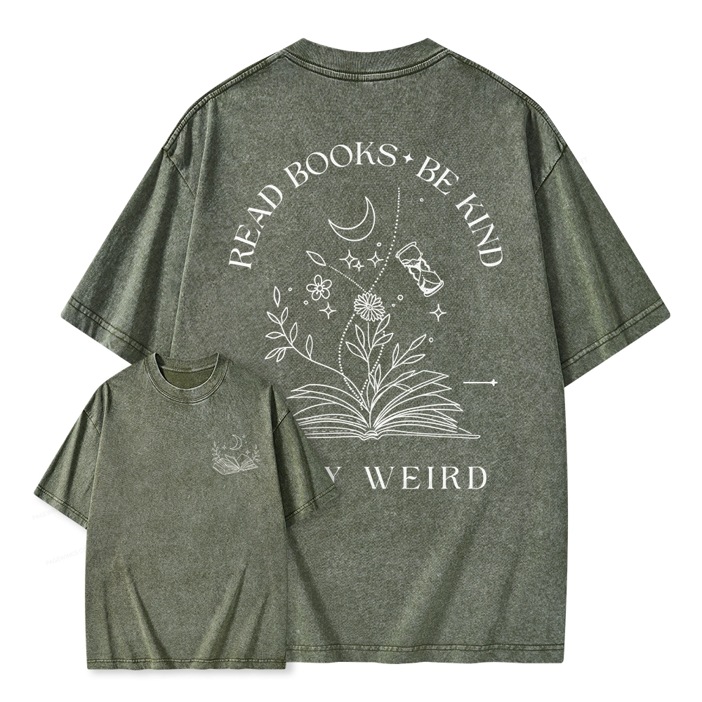 Pagewings Comfort Colors Read Books Be Kind Stay Weird Unisex Washed T-shirt