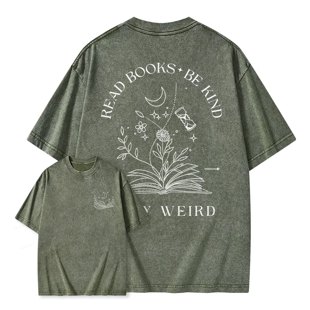 Pagewings Comfort Colors Read Books Be Kind Stay Weird Unisex Washed T-shirt