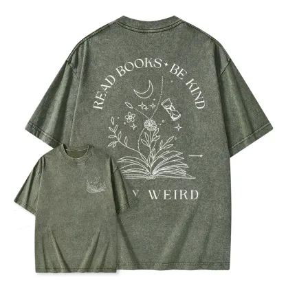 Pagewings Comfort Colors Read Books Be Kind Stay Weird Unisex Washed T-shirt
