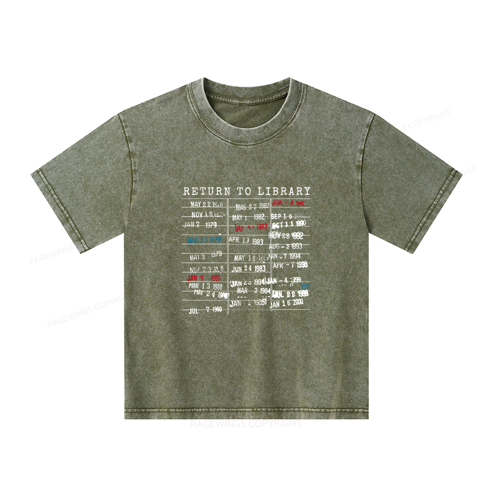 Pagewings Return To Library Unisex Kids Washed T-shirt