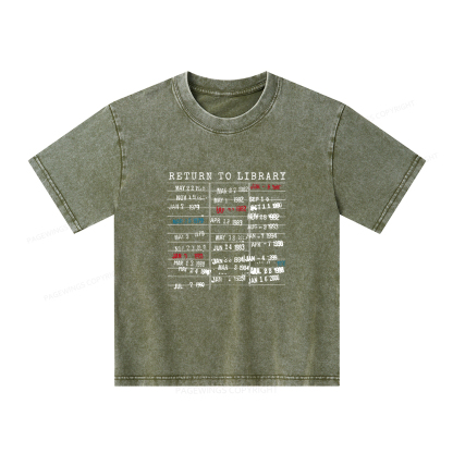 Pagewings Return To Library Unisex Kids Washed T-shirt
