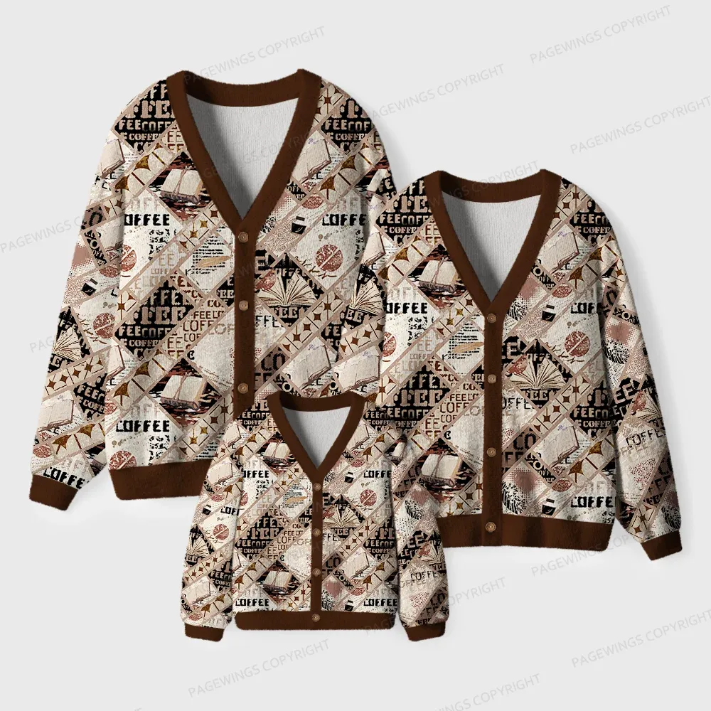 Pagewings Coffee And Books Unisex Ugly Cardigan Sweaters