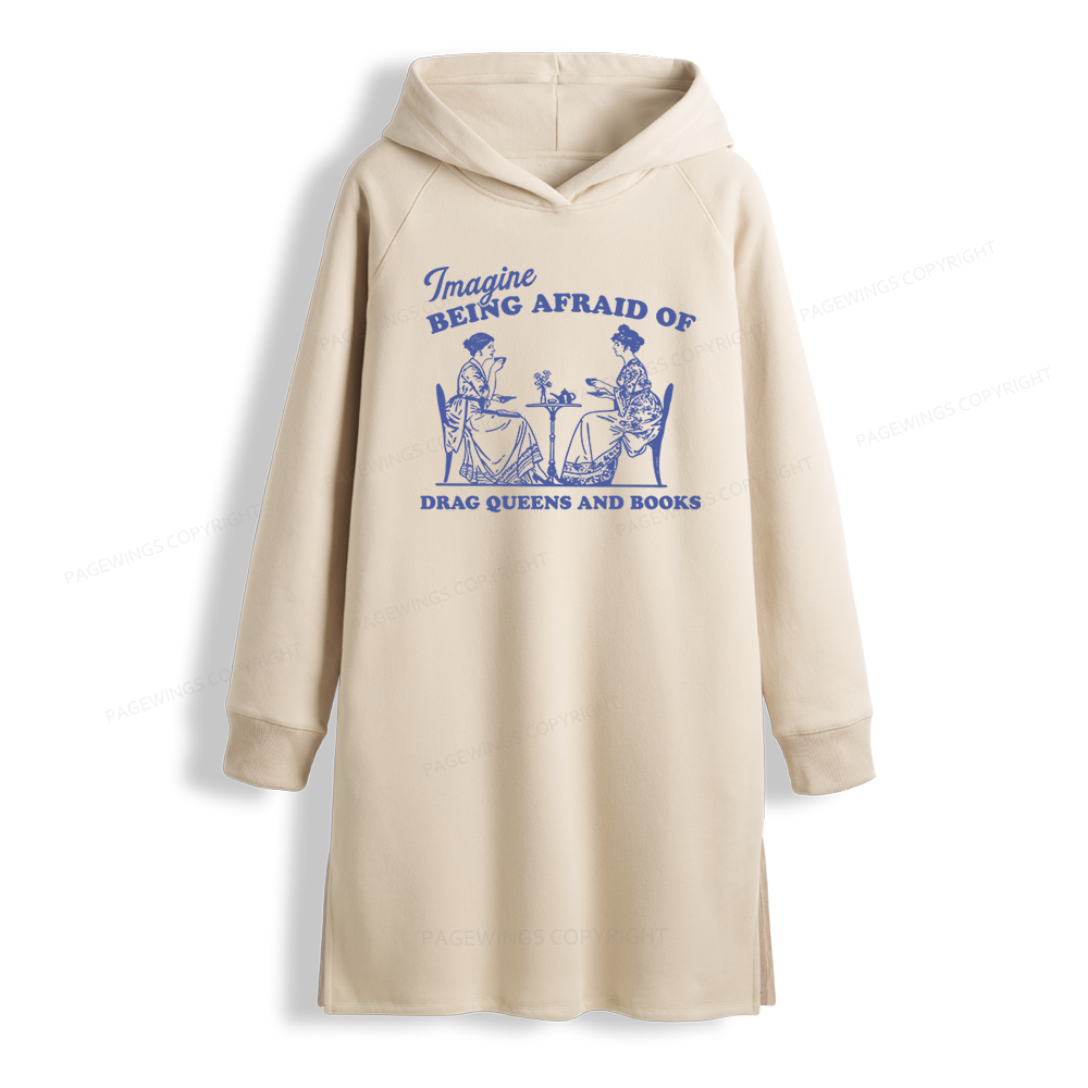 Pagewings Drag Queens Side-Slit Fleece Hoodie Dress