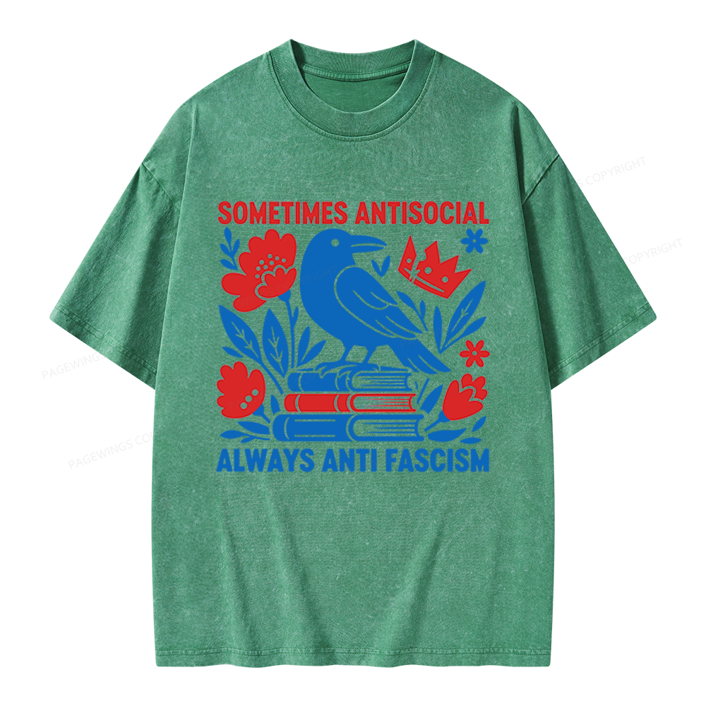 Pagewings Anti Fascism Unisex Washed T-shirt