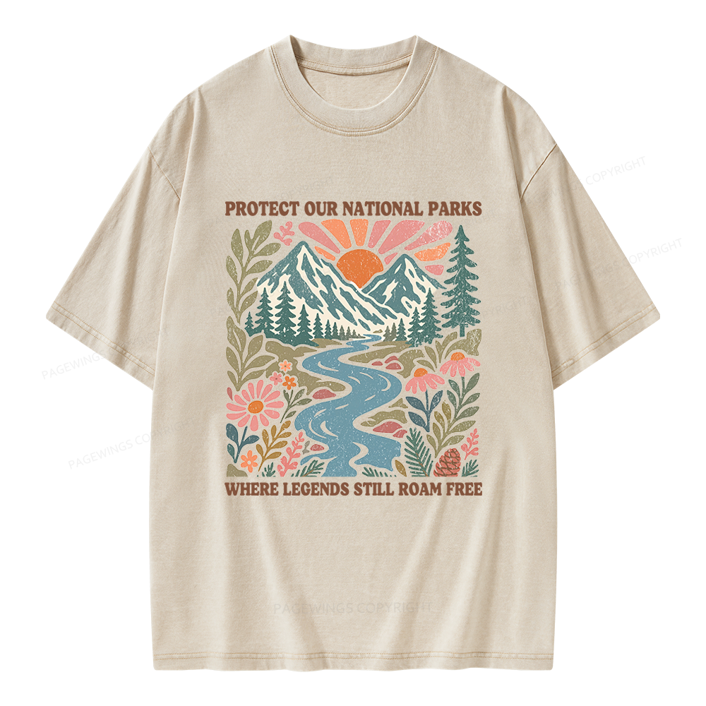 Pagewings National Parks Unisex Washed T-shirt