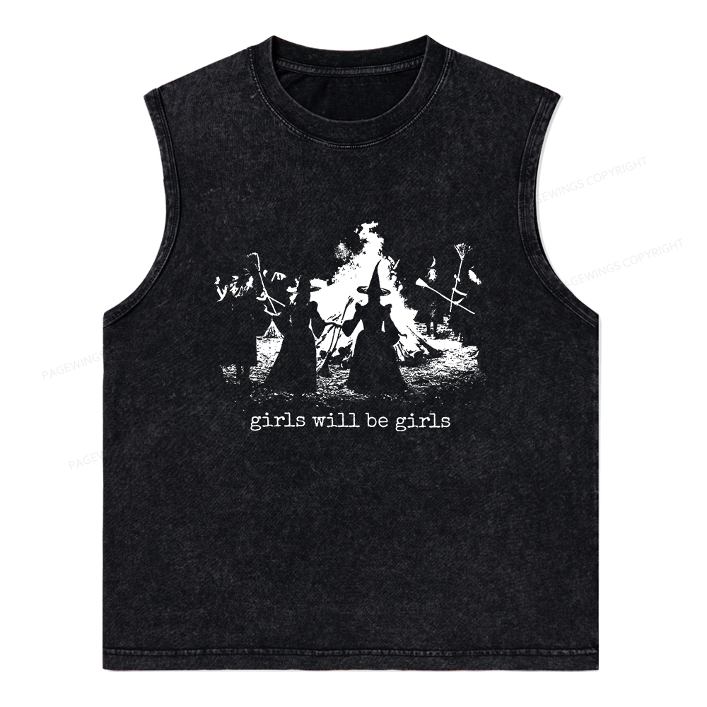 Pagewings Girls Will Be Girls Unisex Washed Tank Top