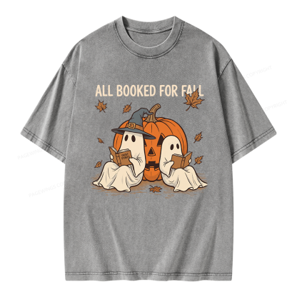Pagewings All Booked For Fall Unisex Washed T-shirt