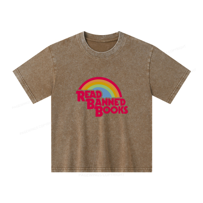 Pagewings Read Banned Books Unisex Kids Washed T-shirt
