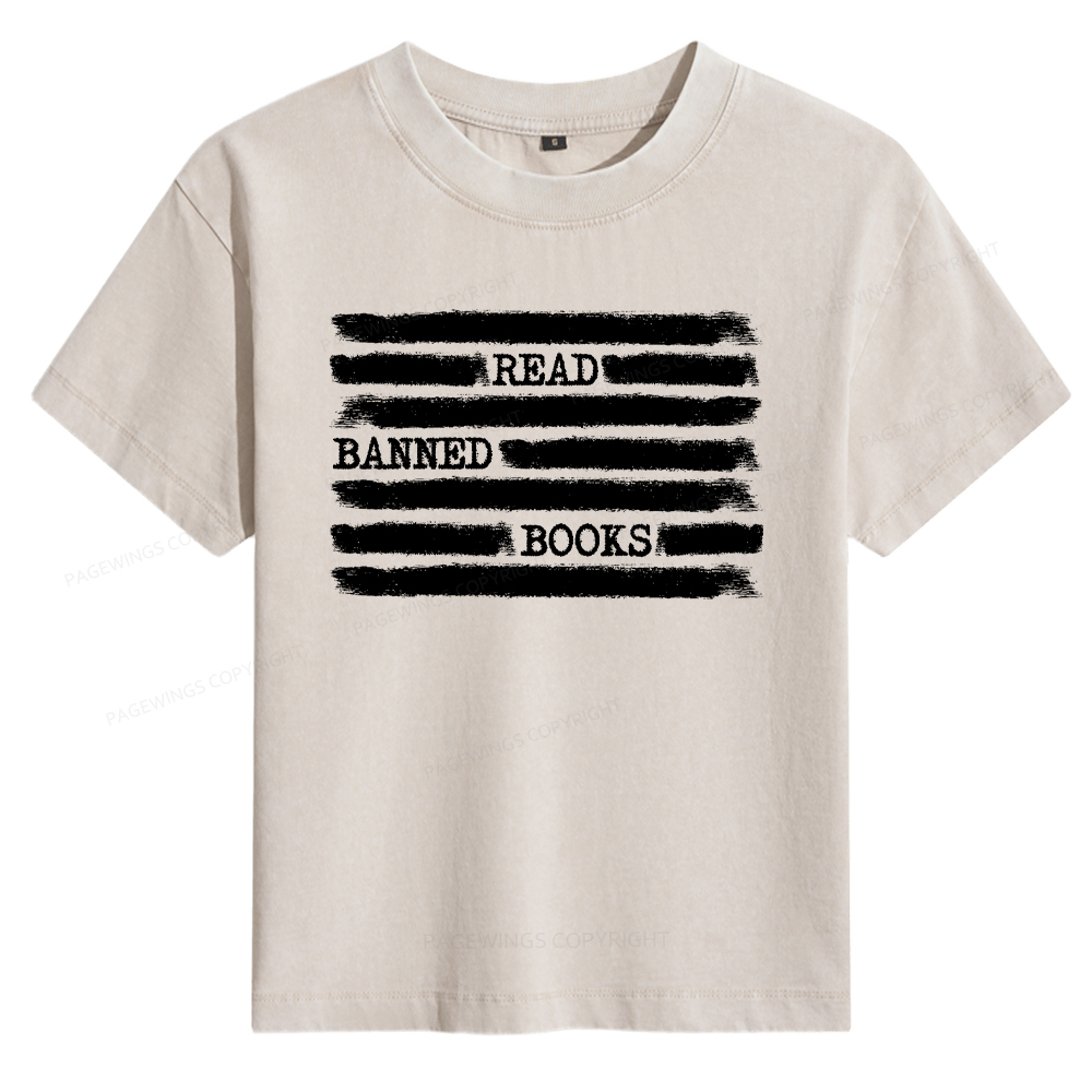 Pagewings Read Banned Books Bookworm Librarian Women's Washed T-shirt
