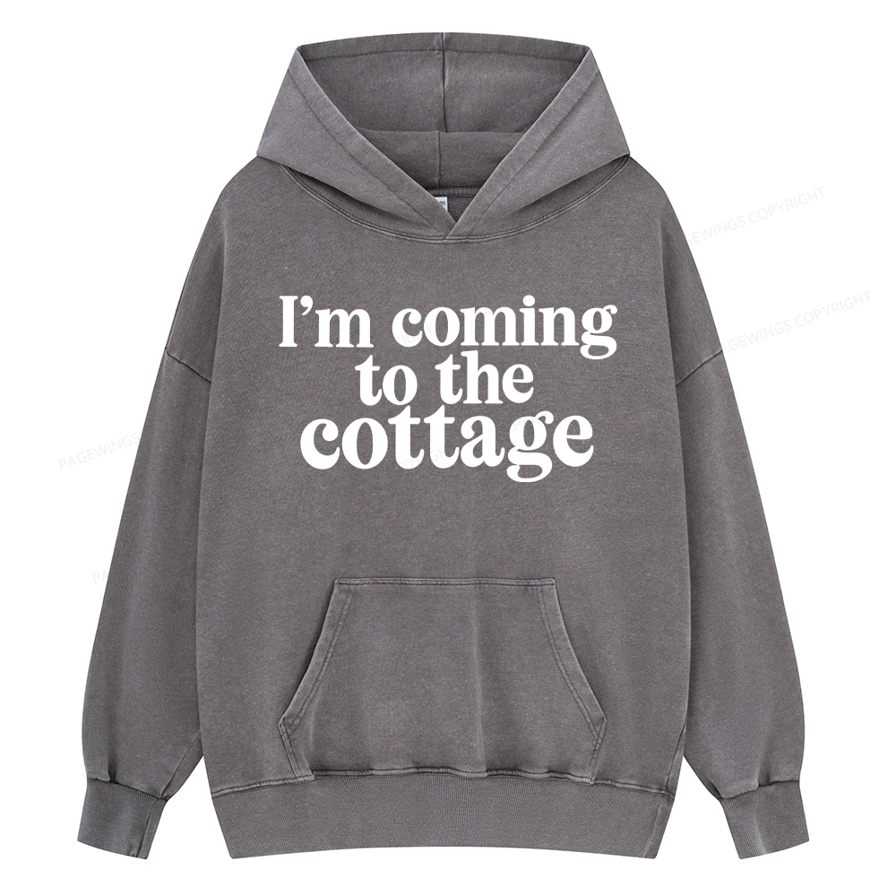 Pagewings I'm Coming To The Cottage Unisex Washed Hoodie