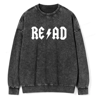 Pagewings Read Back In The Library "rock And Roll" Unisex Washed Sweatshirt