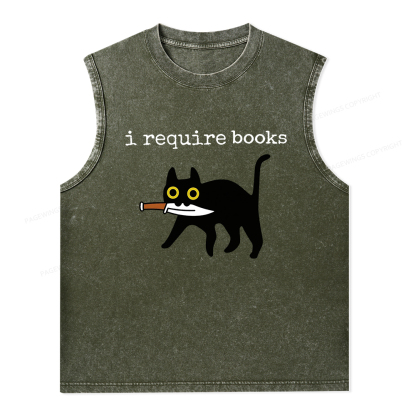 Pagewings I Require Books Unisex Washed Tank Top