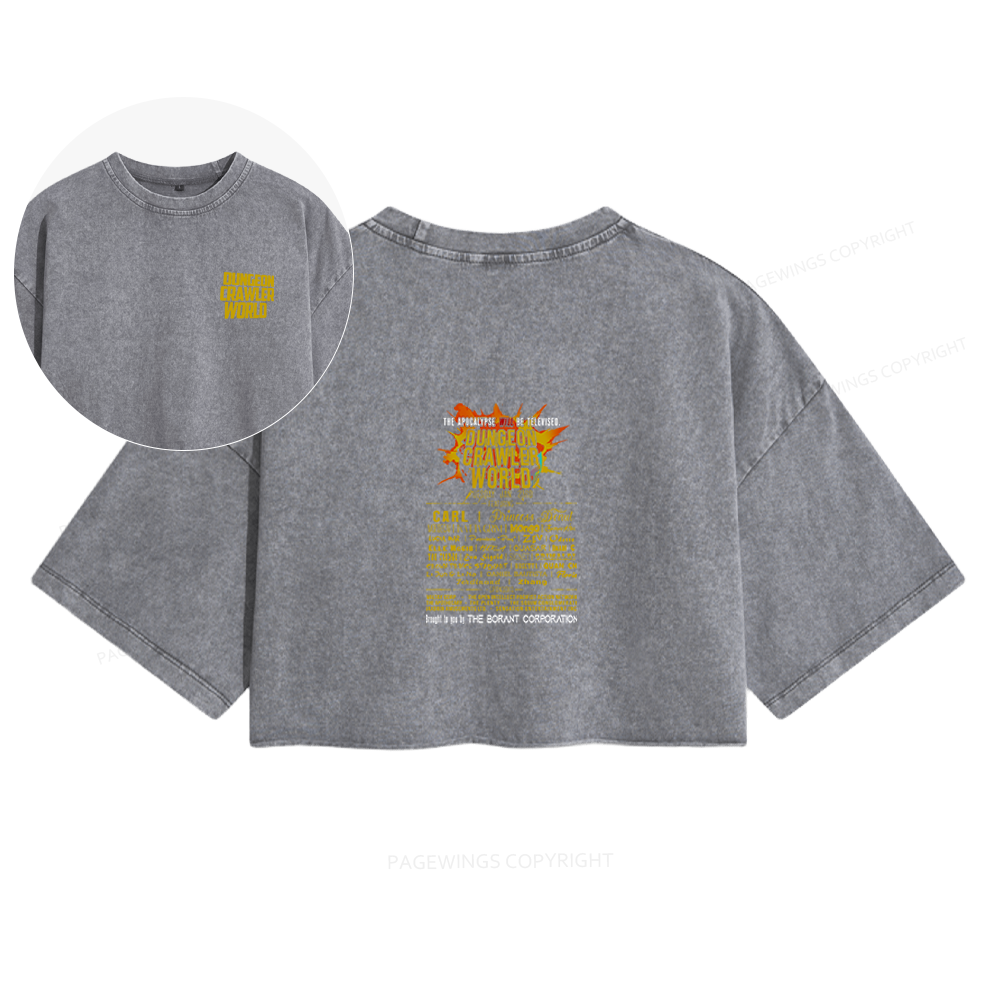 Pagewings Fuel Your Imagination With Sci-Fi World Tour Women's Washed Cropped T-shirt