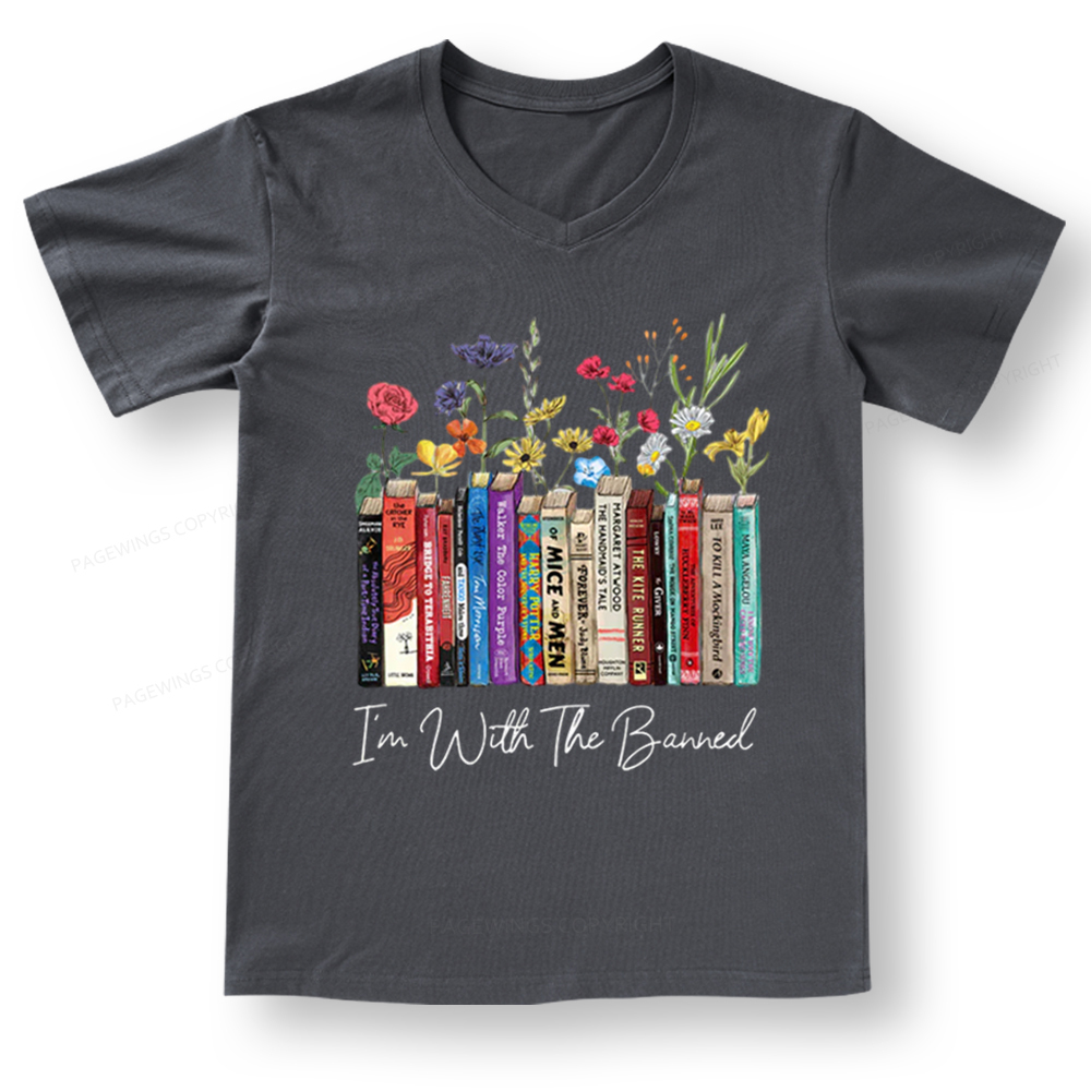 Pagewings I'm With The Banned Flowers V-neck T-shirt