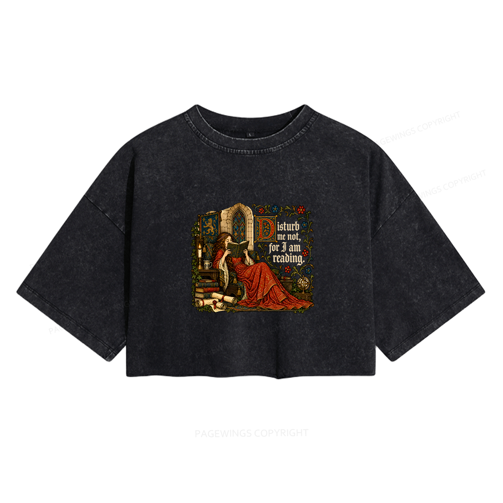 Pagewings Medieval Reading Women's Washed Cropped T-shirt