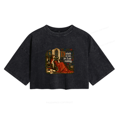 Pagewings Medieval Reading Women's Washed Cropped T-shirt