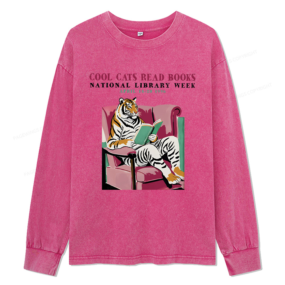 Pagewings Library Week Poster 1996 Unisex Washed Long Sleeve T-shirt