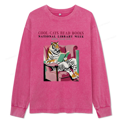 Pagewings Library Week Poster 1996 Unisex Washed Long Sleeve T-shirt