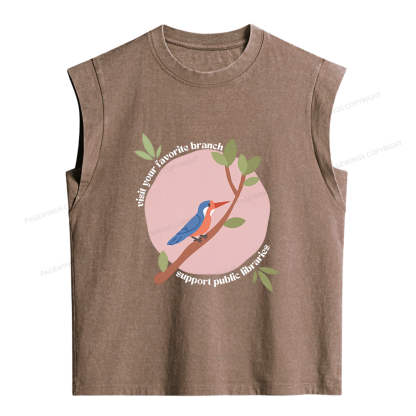 Pagewing Support Public Libraries Women's Washed Tank Top