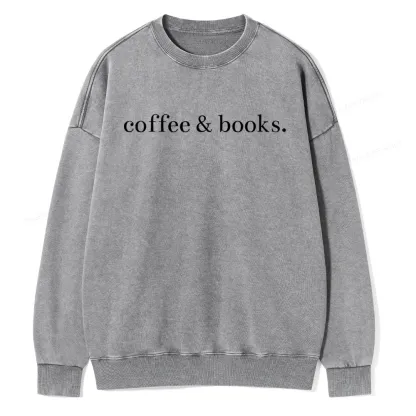 Pagewing Coffee & Books Are All my favorites Unisex Washed Sweatshirt