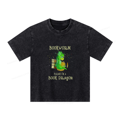 Pagewings Bookworm Please I'm A Book Dragon Unisex Kids Washed T-shirt