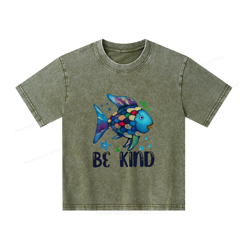 Pagewings Be Kind Book Unisex Kids Washed T-shirt
