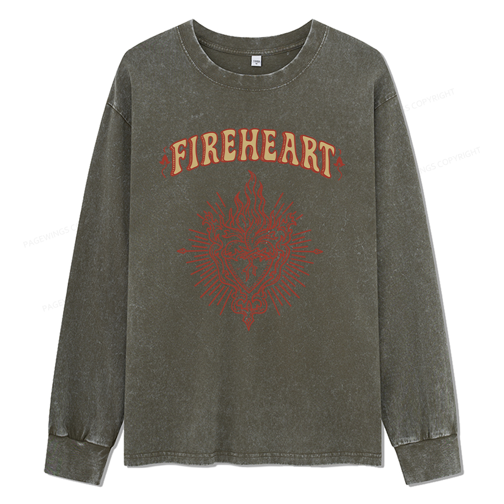 Pagewings Fireheart Unisex Washed Long Sleeve T-shirt