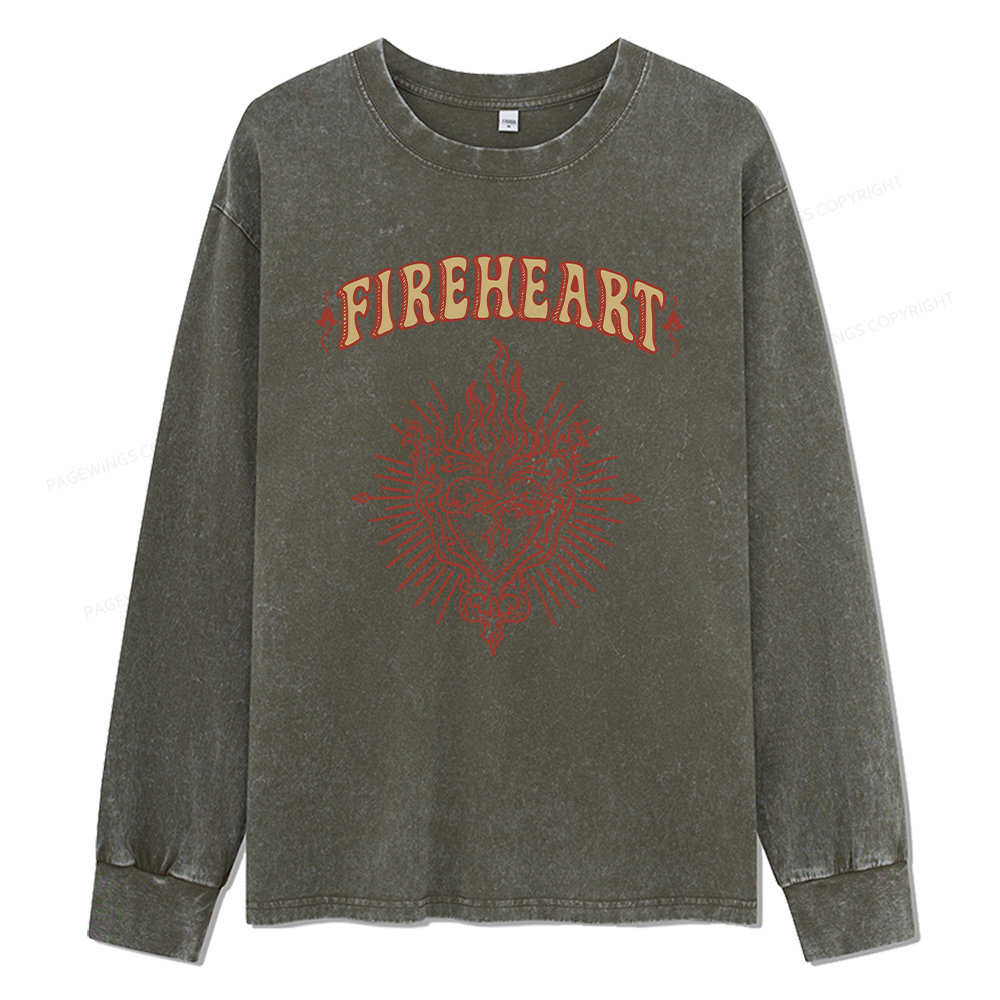 Pagewings Fireheart Unisex Washed Long Sleeve T-shirt