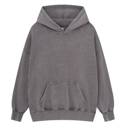 Pagewings Comfortable Solid Color Unisex Washed Hoodie