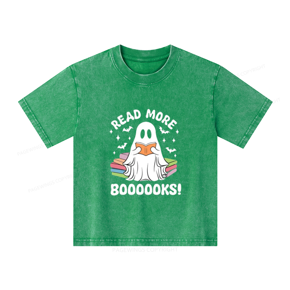 Pagewings Halloween Read More Booooks Unisex Kids Washed T-shirt