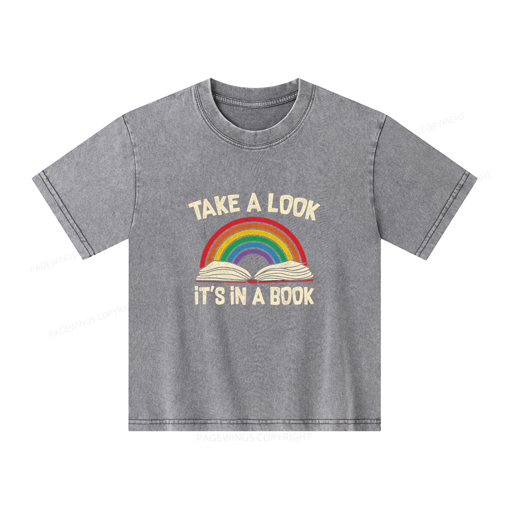 Pagewings Take A Look It's In A Book Unisex Kids Washed T-shirt