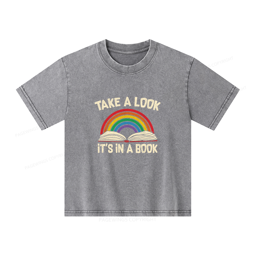 Pagewings Take A Look It's In A Book Unisex Kids Washed T-shirt